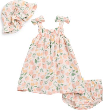 Organic Cotton Gauze Dress, Bloomers & Sun Hat Set