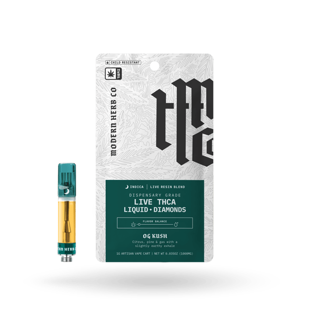 THCa Vape Cartridge Live Resin Liquid Diamonds: OG Kush (Indica) - 1g