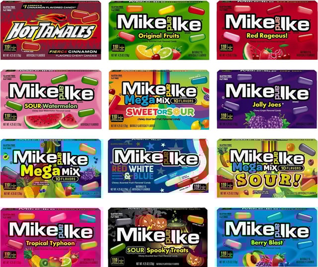 Mike and Ike Chewy Candy, Theater Box, Variety 12 Flavors, 4.25 Ounce