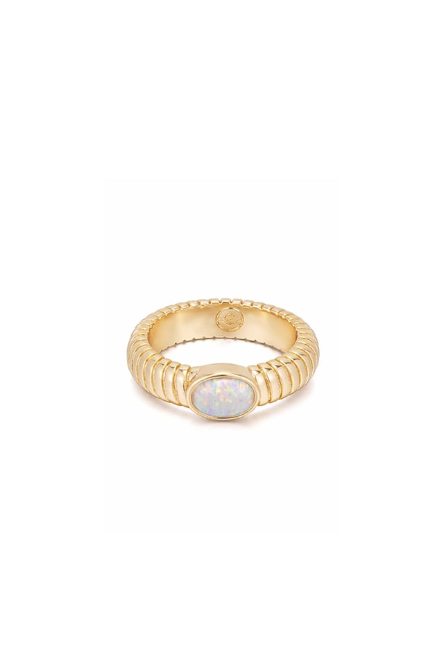 Opal Flex Ribbed Ring