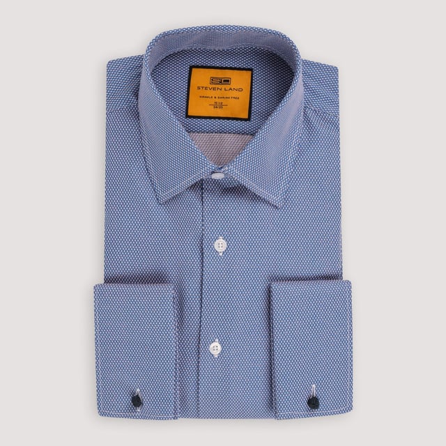 The Dakota | Classic Collar | French Cuff | French Placket | Navy & Pink
