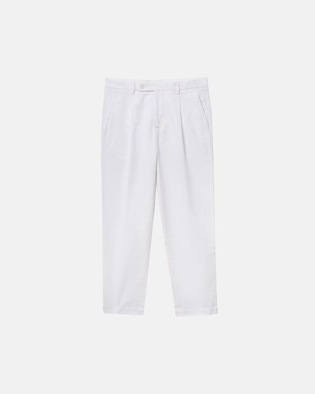 White Cotton-Linen Blend Trousers (PRE-ORDER)