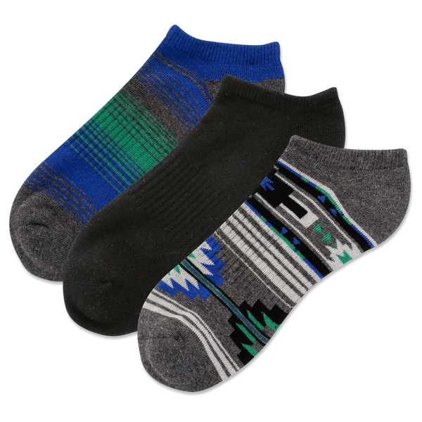 HOTSOX Men's Geometric Stripe 3 Pack Low Cut Socks