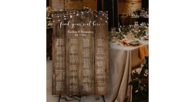 Wood & Lights 128 Guest Alphabetical Seating Chart Foam Board