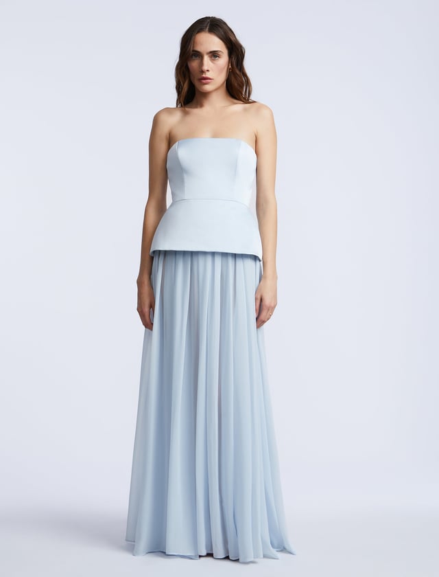 Strapless Peplum Gown