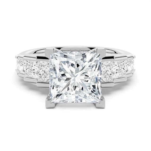 Unique Cinderella Staircase Princess Cut Moissanite Engagement Ring