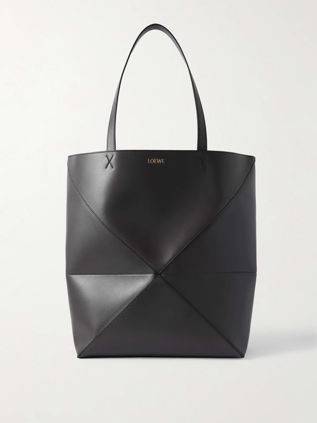 Puzzle Fold convertible large leather tote - dark gray - One Size