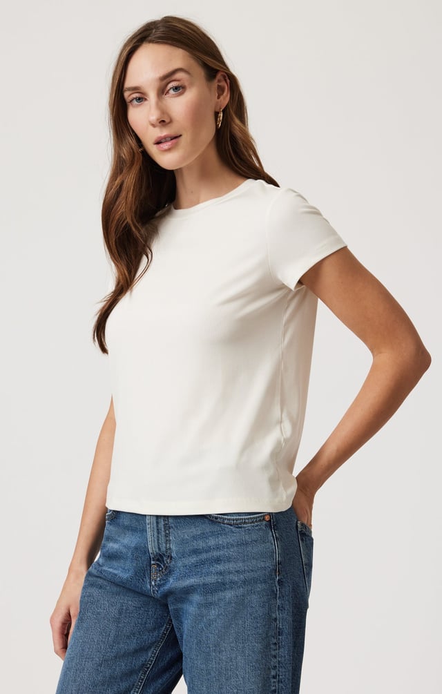 LUXE TOUCH TENCEL™ RIBBED T-SHIRT IN COCONUT MILK