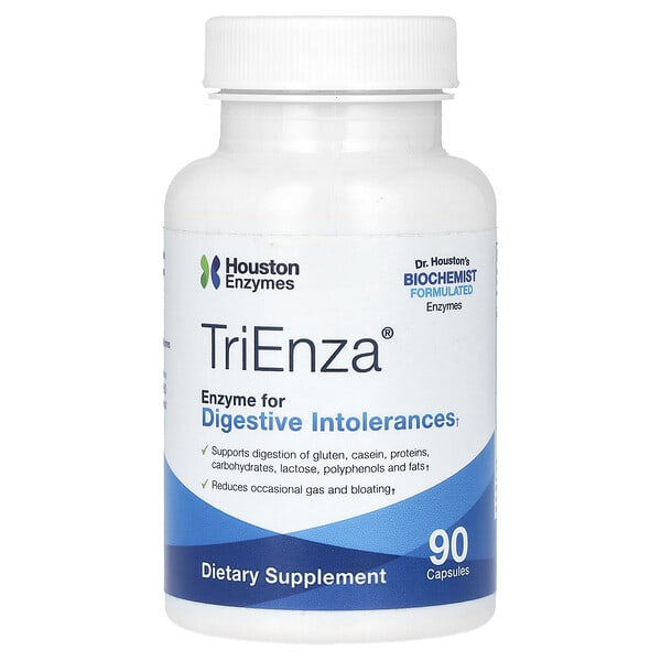Houston Enzymes, TriEnza, Enzyme for Digestive Intolerances, 90 Capsules