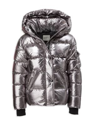 Girls Metallic Straight Puffer Jacket