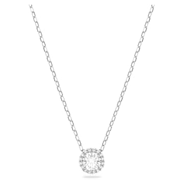 Angelic pendant, Round cut, White, Rhodium plated