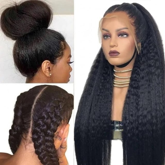  Hurela 4x0.75 Lace Part Realistic Kinky Straight 13x4 Transparent Lace Frontal Kinky Edge 100% Human Hair Glueless Wigs Get Simply Sherelle Same Hair Style