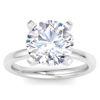 5 Carat Round Shape Lab Grown Diamond Solitaire Engagement Ring In 14K White Gold (G-H,VS)
