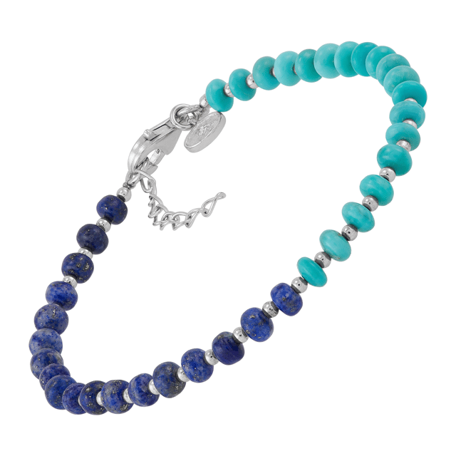 Constant Changes Bracelet, Teal Turquoise and Blue Lapis  (4-4.5mm)
