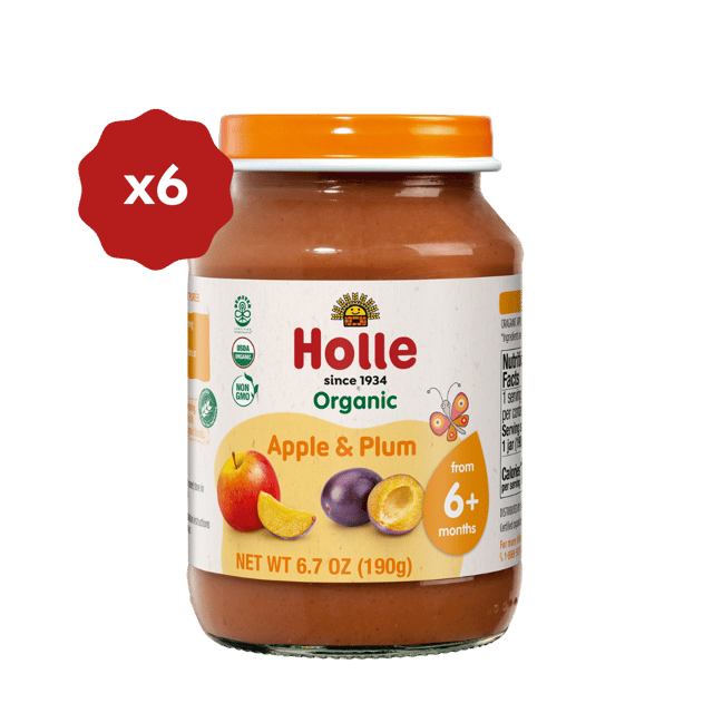 Holle Organic Baby Food Jar - Apple & Plum - 6 Jars