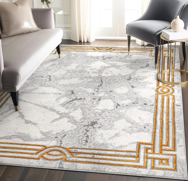 Huntington Retro Marble Border Glam Rug