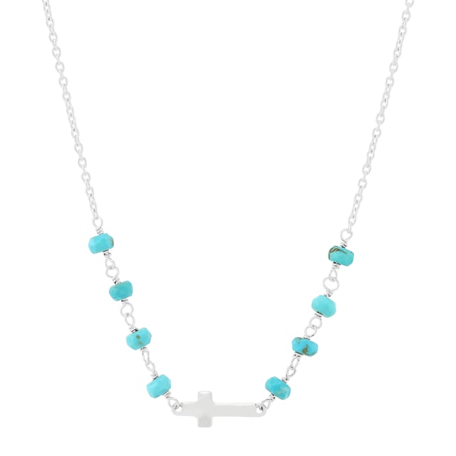 Steady Guide Cross Necklace, Teal Turquoise