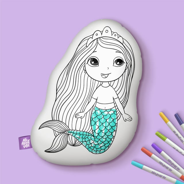 10" Beautiful Little Mermaid Coloring Pillow