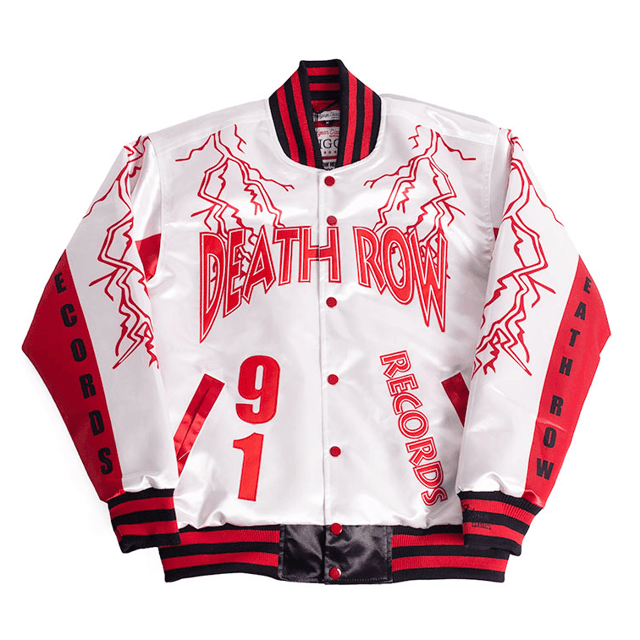 YOUTH DEATH ROW LIGHTNING SATIN JACKET WHITE