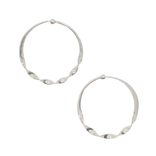 Half Twist Hoops in Silver - 1 1/2"