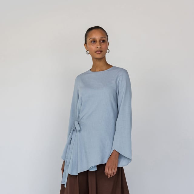 Tie Front Top Blue