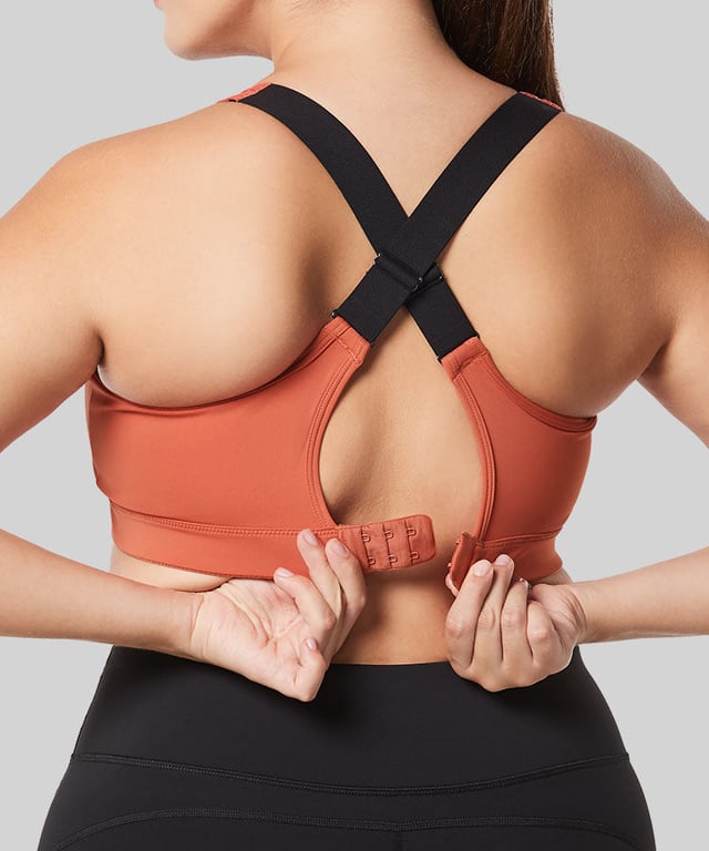 Power V-Neck Cross Back Padded Running Bra | Women's High Support Sports Bra (Plus Size)
