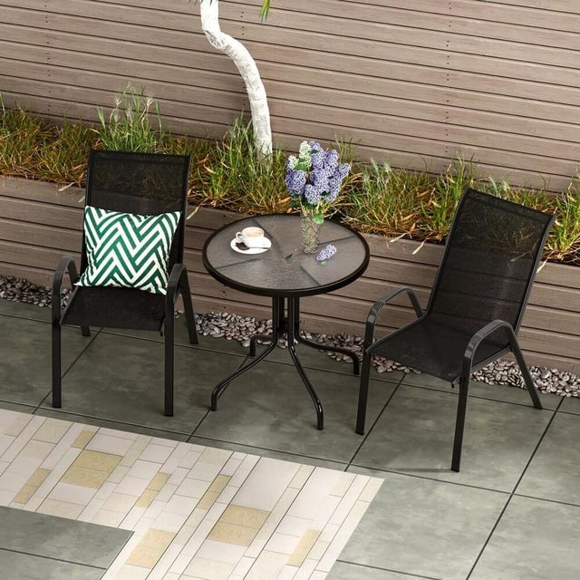 ALFORDSON 2x Outdoor Lounge Chairs Patio Dining Furniture Black
