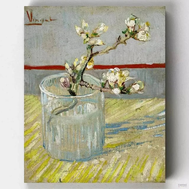 Sprig of Flowering Almond in a Glass
