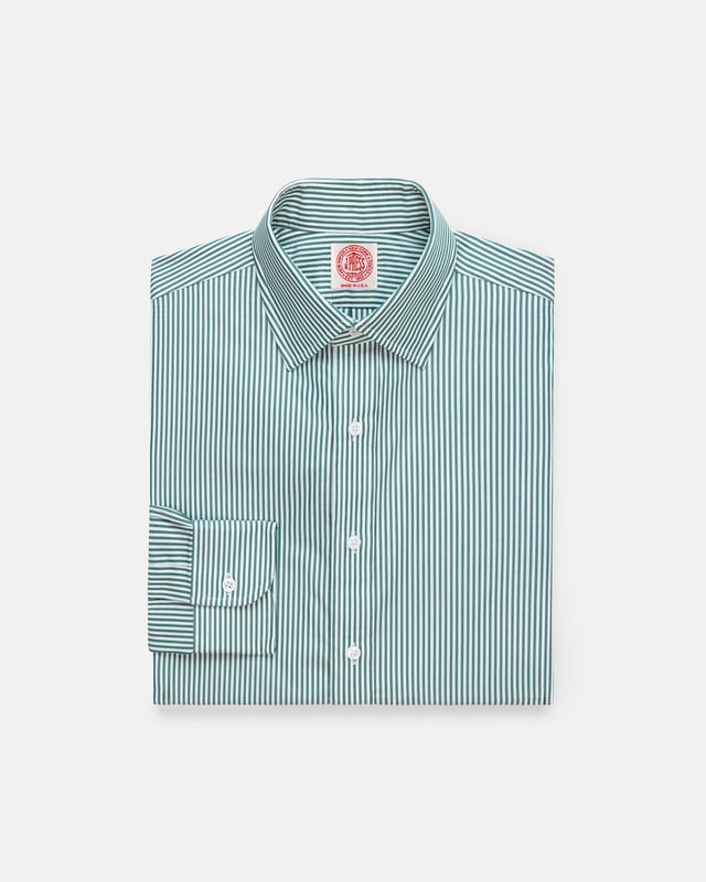 Made-in-USA Thomas Mason Bengal Stripe Spread Collar Dress Shirt - Regular Fit
