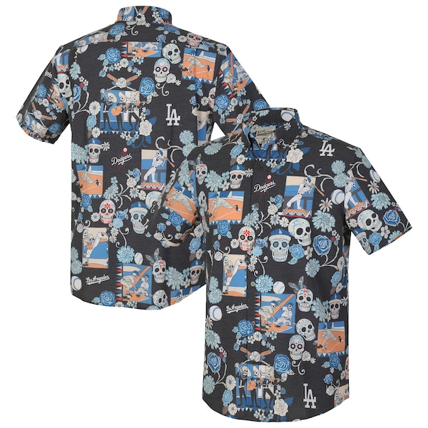 Men's Los Angeles Dodgers Reyn Spooner Black Día De Los Muertos Performance Full-Button Aloha Shirt
