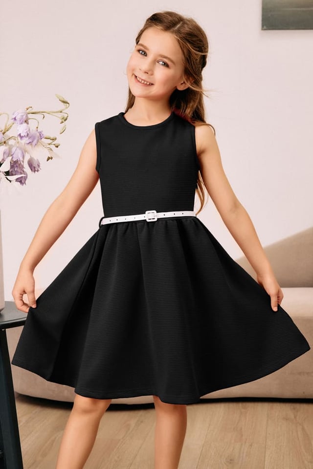GK Children Kids Girls Sleeveless Round Neck A-Line Skater Dress