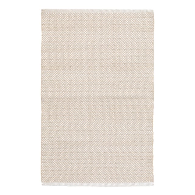 Herringbone Handwoven Indoor/Outdoor Rug | Linen/White