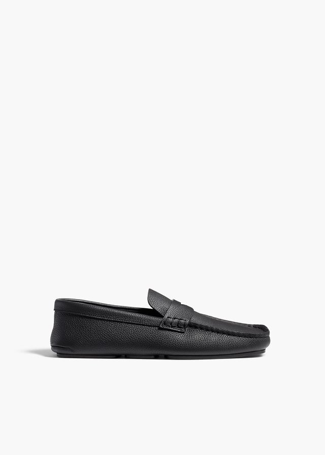 Billy Loafer in Black Pebbled Leather