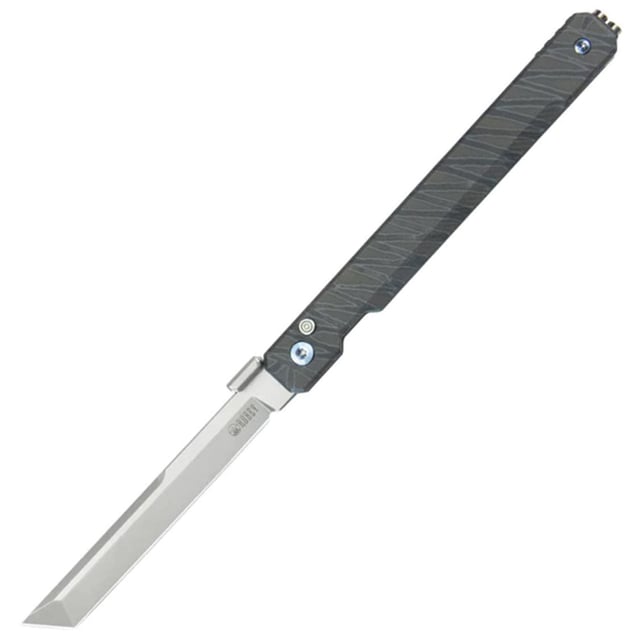 Kubey Prism Button Lock Flamed Titanium Folding 14C28N Pocket Knife 243C