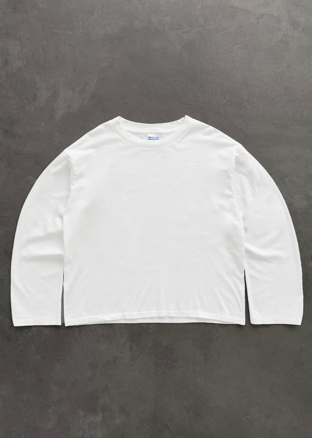LONG SLEEVE “CHAIN-PEEKER” SINGLE STITCHED TEE - WHITE