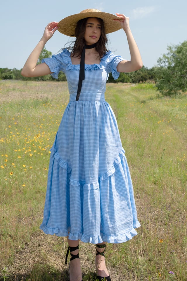 Adeline Dress in Blue Gingham