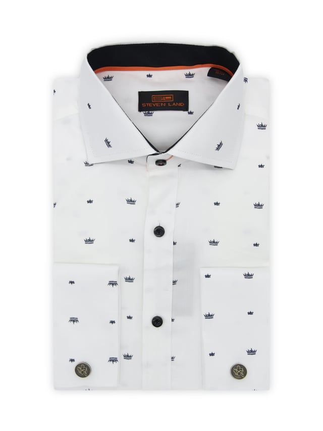Contrast Crown Shirt | Semi Spread Collar | White