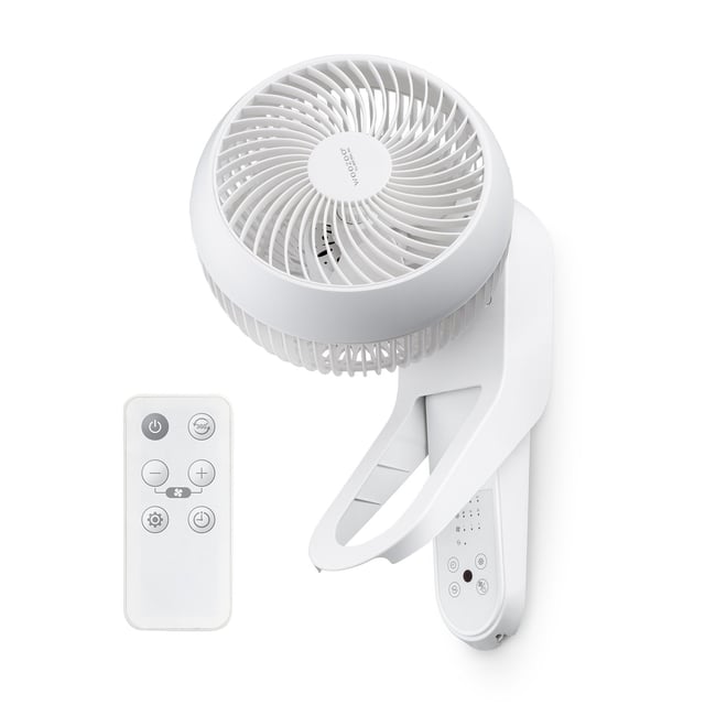 WOOZOO® Wall-Mounted Fan with Remote, 360° Oscillating 7.1" Blades, 414.4 sq ft Coverage, for Garages, RVs, Campers, Office