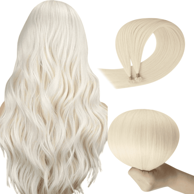 Full Shine Best Pre Bonded Human Hair Extensions K Tip 100% Virgin Human Hair White Blonde (#60)