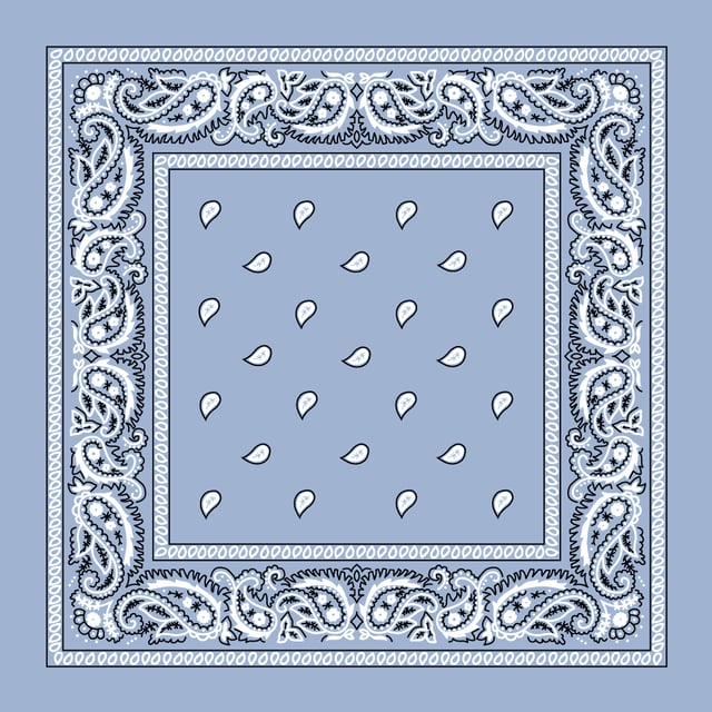 1pc Light Blue Classic Paisley Bandanas 100% Cotton - 22x22 Inches