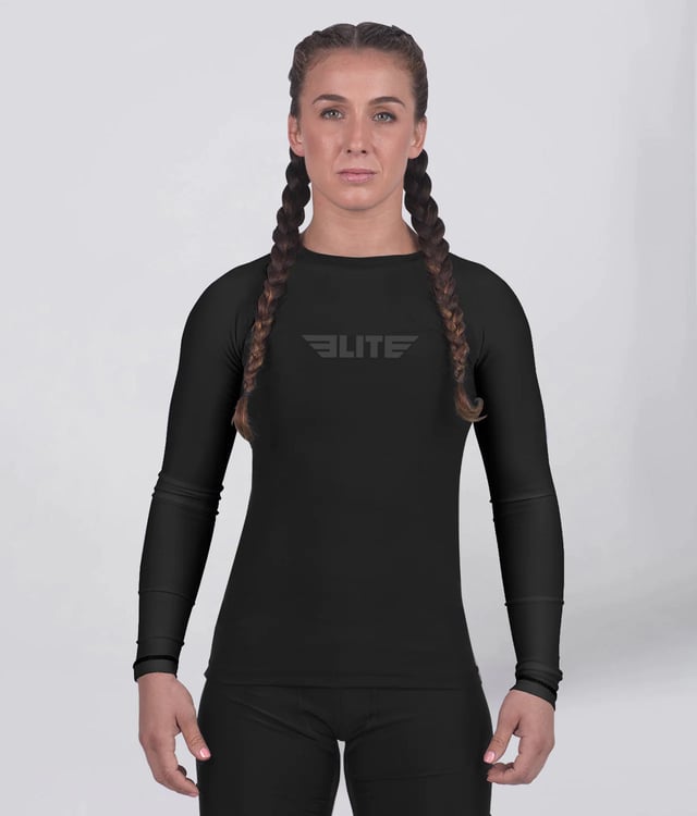 Standard Black Long Sleeve No-Gi Womens BJJ Rash Guard