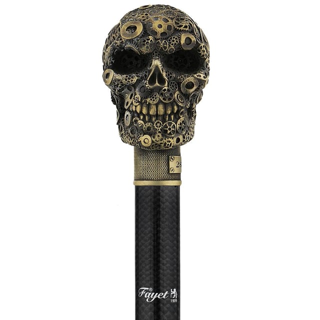 French Steampunk Gears & Skull Cane: Carbon Fiber by 2 Saints