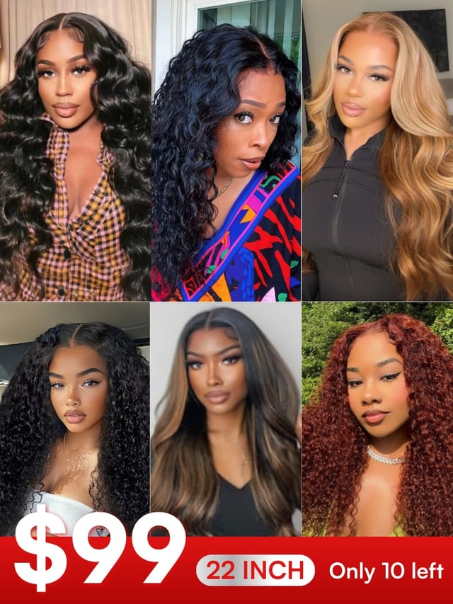 
    $99=22 Inch| Flash Sale 13x4 And 7x5 Byebye Knots Closure Wigs Put On And Go Glueless Human Hair Wigs