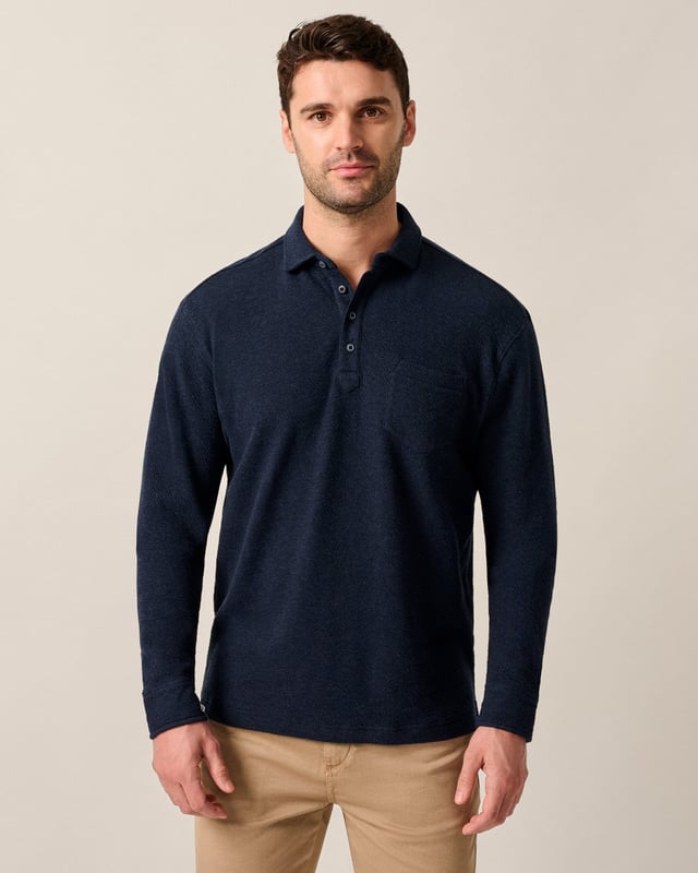 Alwin Ripple Knit Polo Sweater
