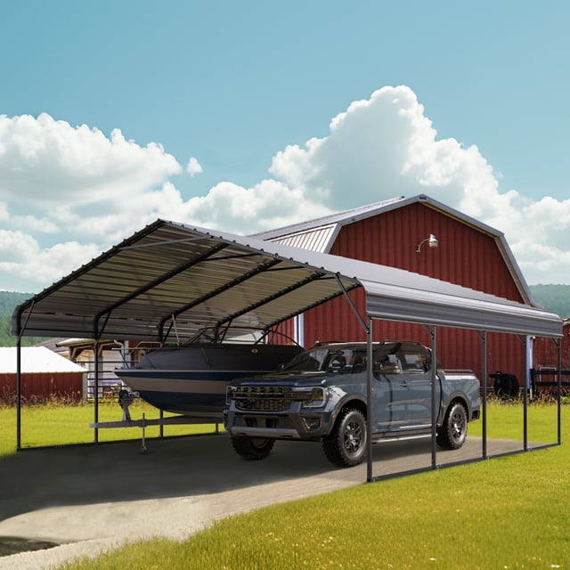 PHI VILLA Heavy Duty Carport with Galvanized Steel Roof Multi-Purpose Shelter