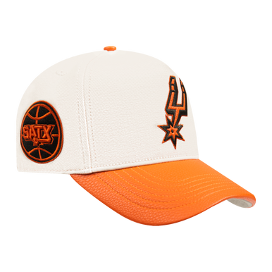 San Antonio Spurs Men's Pro Standard Basketball Leather Adjustable Cap - White and Orange