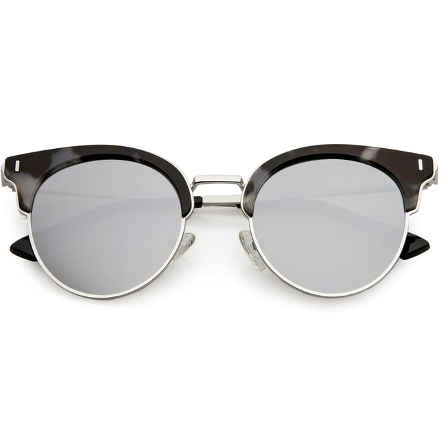 Women's Polarized Round Horned Rim Half Frame Sunglasses C828