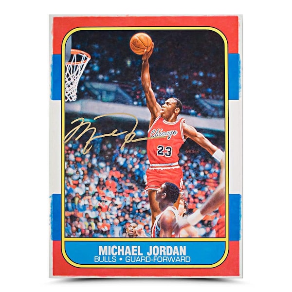 Michael Jordan Autographed Original Fleer Rookie Card Art - Upper Deck