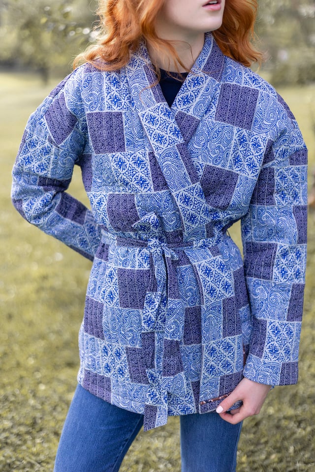 Hazel Wrap Jacket - Peacoat Venetian Tile