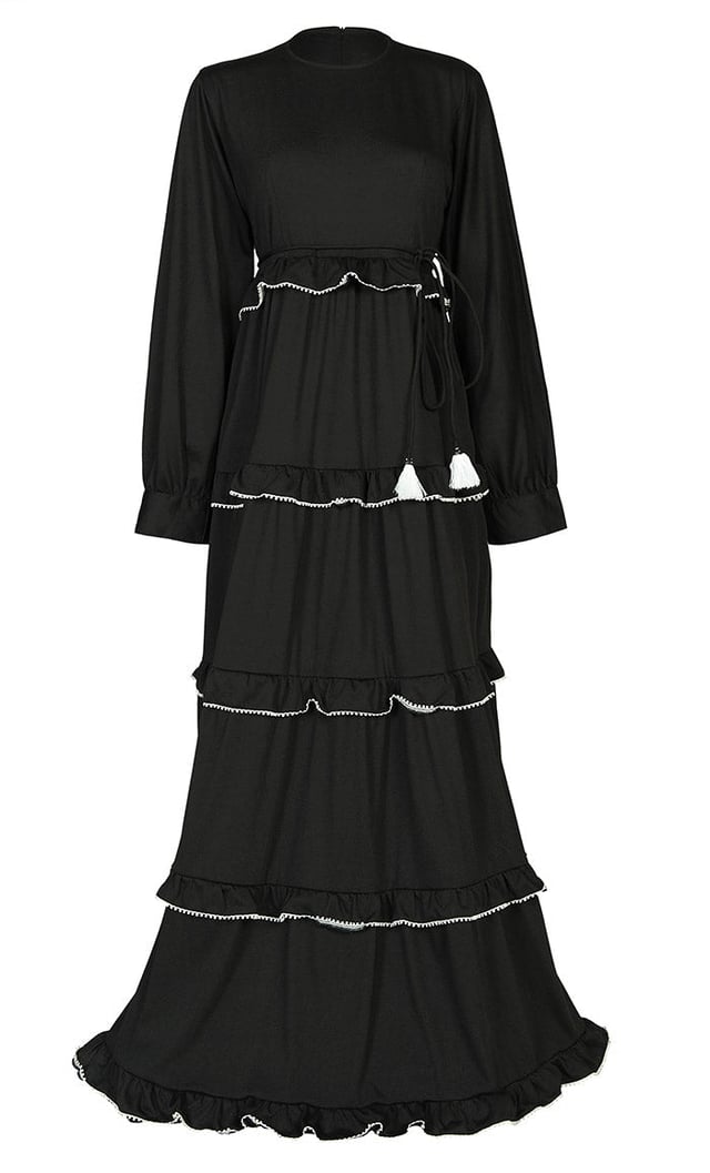 Women's Jersey Black Tiered Abaya - Final Sale